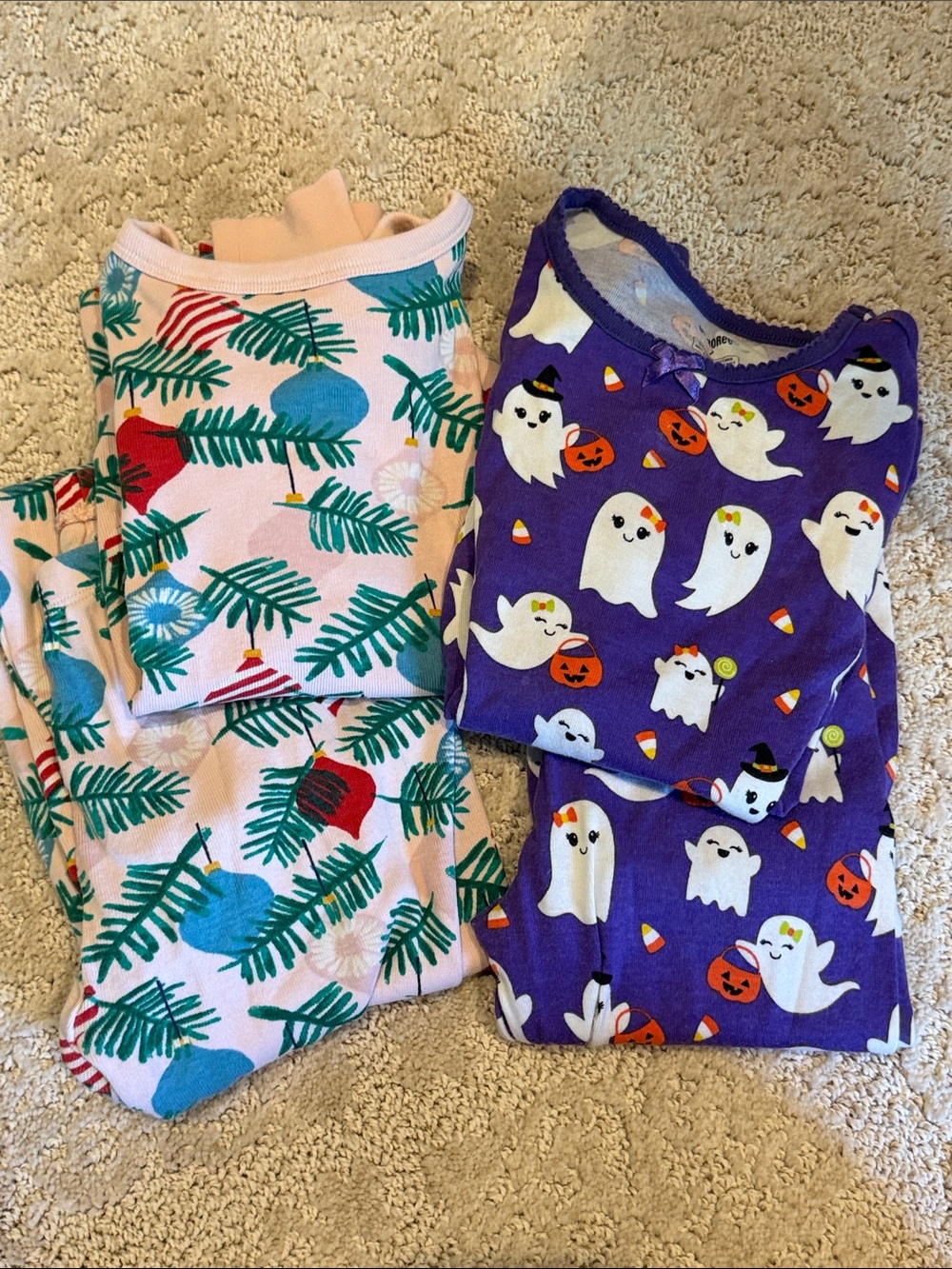 Kids' Purple Ghost Halloween and festive Pj bundle size 7